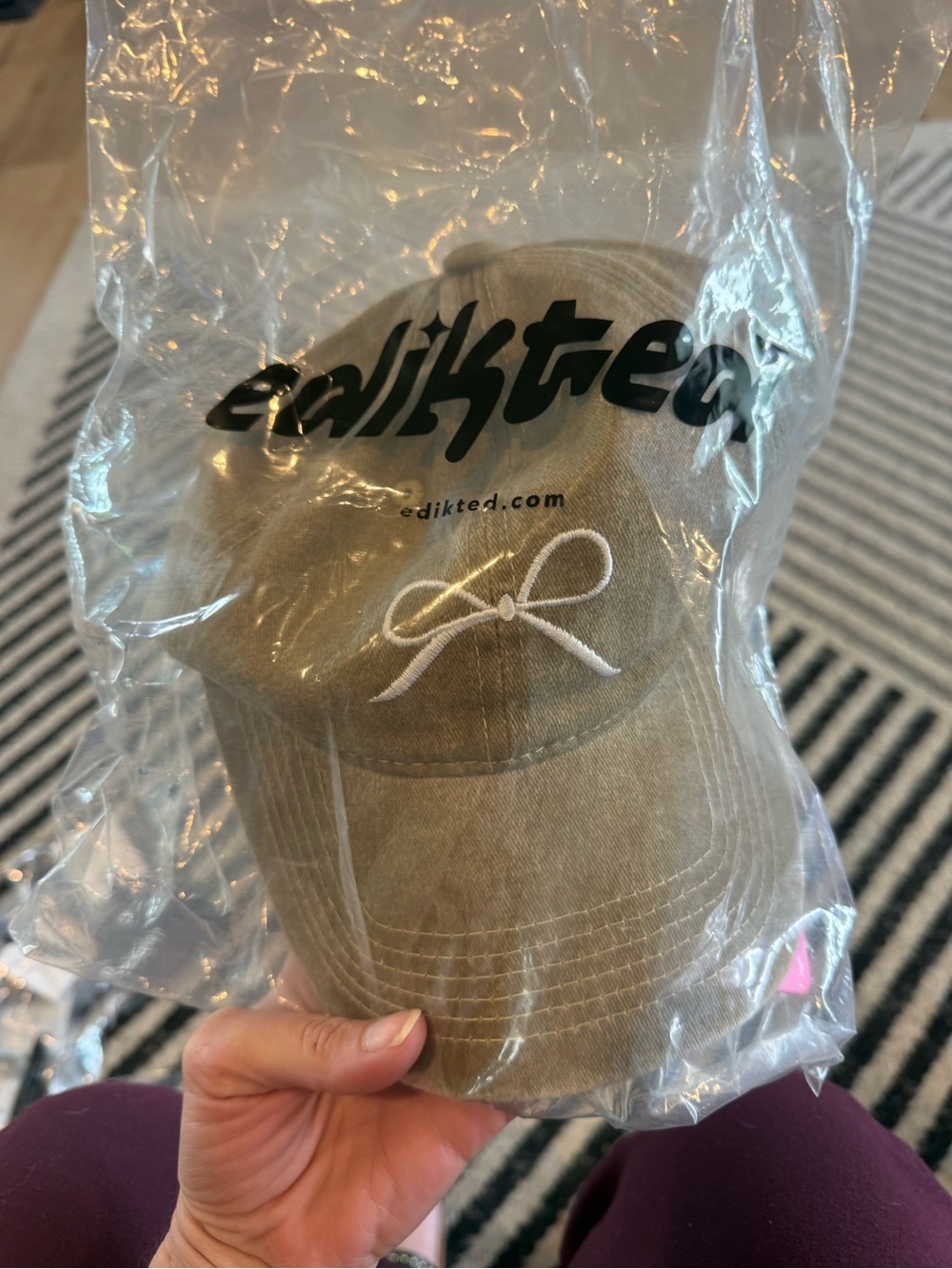 Edikted Baseball Cap with White Bow Stitch